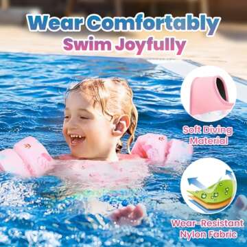 HeySplash Swim Vest for Kids, Toddler Pool Floaties Fit 22-70 Lbs,Swimming Vest with Adjustable Strap, Swim Jacket Water Wing Arm Float, Puddle Beach Boat Jumper Float Device Girl Age 2-7,Pink Whale