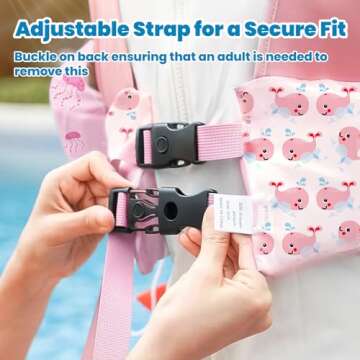 HeySplash Swim Vest for Kids, Toddler Pool Floaties Fit 22-70 Lbs,Swimming Vest with Adjustable Strap, Swim Jacket Water Wing Arm Float, Puddle Beach Boat Jumper Float Device Girl Age 2-7,Pink Whale