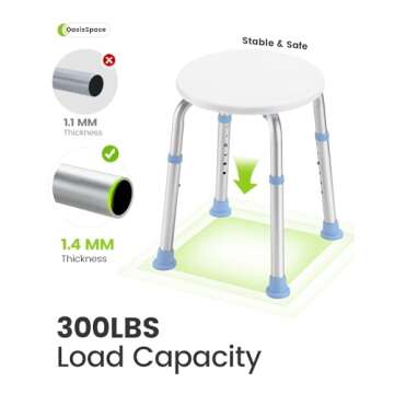 OasisSpace Adjustable Shower Chair for Safety and Comfort
