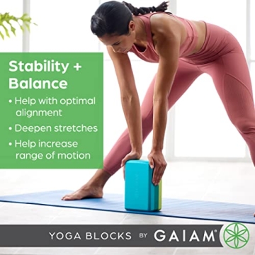Gaiam Yoga Block - Supportive Latex-Free Eva Foam - Soft Non-Slip Surface with Beveled Edges for Yoga, Pilates, Meditation - Yoga Accessories for Stability, Balance, Deepen Stretches (Folkstone Grey)