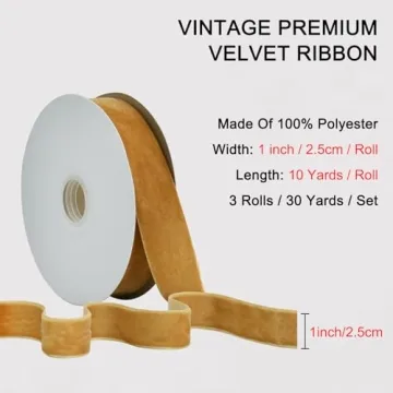 TONIFUL Velvet Ribbons Set for Crafting and Gift Wrapping
