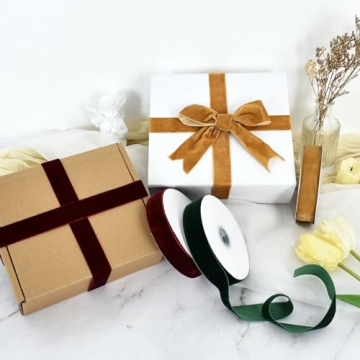 TONIFUL Velvet Ribbons Set for Crafting and Gift Wrapping