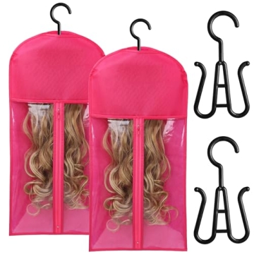 2PCS Wig Bag Wig Storage Hair Extension Holder Wig Holder for Multiple Wigs Hair Extension Storage W...