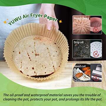 YUWU Air Fryer Disposable Paper Liners - 120 Pcs