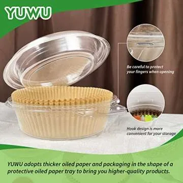 YUWU Air Fryer Disposable Paper Liners - 120 Pcs
