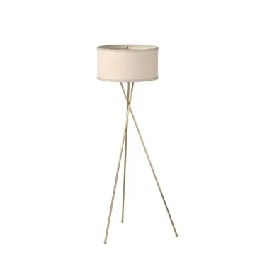 Brightech Jaxon LED Floor lamp, Modern Lamp for Living Rooms & Offices, Tall Lamp with Contemporary Drum Shade, Gold Tripod Standing Lamp for Bedroom Reading, Great Living Room Decor - Brass