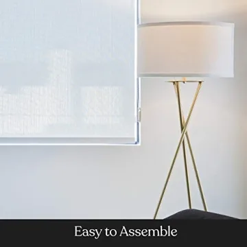 Brightech Jaxon LED Floor lamp, Modern Lamp for Living Rooms & Offices, Tall Lamp with Contemporary Drum Shade, Gold Tripod Standing Lamp for Bedroom Reading, Great Living Room Decor - Brass