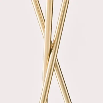 Brightech Jaxon LED Floor lamp, Modern Lamp for Living Rooms & Offices, Tall Lamp with Contemporary Drum Shade, Gold Tripod Standing Lamp for Bedroom Reading, Great Living Room Decor - Brass