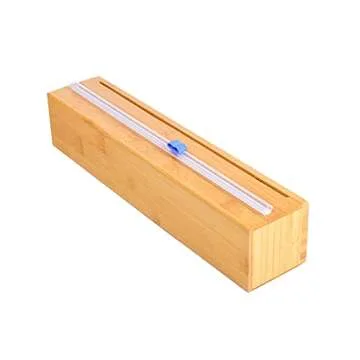 Eco-Friendly Bamboo Plastic Wrap Dispenser for Kitchen