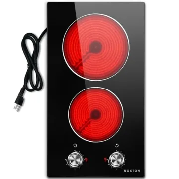 Noxton 110V Electric Cooktop with 2 Burners - 12 Inch Ceramic Stove