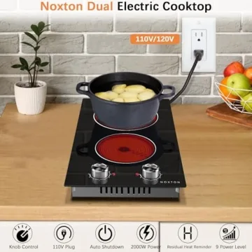 Noxton 110V Electric Cooktop - 2 Burner Ceramic Stove