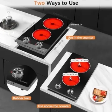 Noxton 110V Electric Cooktop - 2 Burner Ceramic Stove