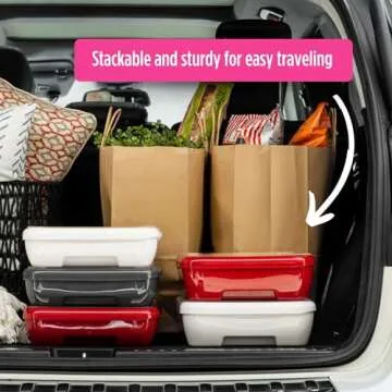 Fancy Panz Classic, Food Serving Tray, Made in the USA Foil Pan Carrier, Stackable Aluminum Pan Holders with Clear Lid, Travel Casserole Carrier With 1 Disposable Foil Pan & Serving Spoon, Hot Pink