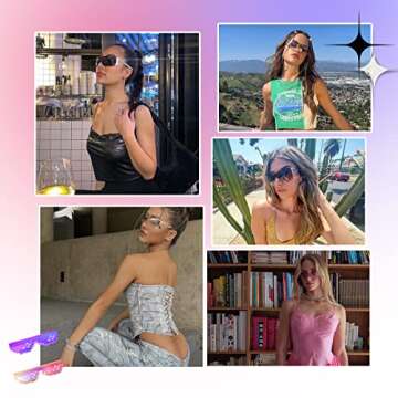 VANLINKER Wrap Around Y2K Sunglasses for Women Men Trendy Oversized Futuristic Sun Glasses Fashion S...