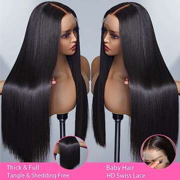 KITTYWAY Straight Lace Front Wigs Pre Plucked 180 Density 13x4 HD Lace Frontal Wigs for Women with Baby Hair Bleached Knots Brazilian Glueless Natural Color 24 inch