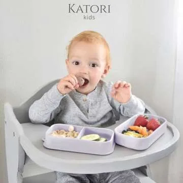 KATORI KIDS Suction Plate for Baby To Go | 5pc Travel Silicone Baby Plate Feeding Set with Travel Ba...