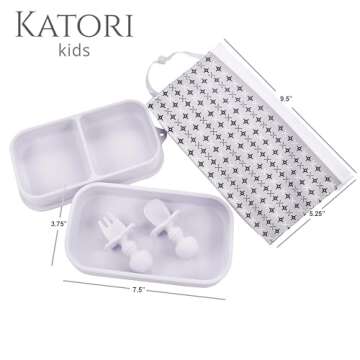 KATORI KIDS Suction Plate for Baby To Go | 5pc Travel Silicone Baby Plate Feeding Set with Travel Bag | Toddler Plate | Baby Travel Essential | Baby Bowl | Platos para Bebes