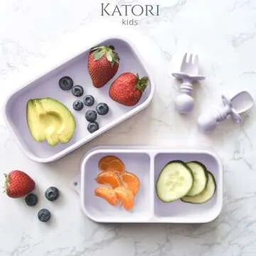 KATORI KIDS Suction Plate for Baby To Go | 5pc Travel Silicone Baby Plate Feeding Set with Travel Bag | Toddler Plate | Baby Travel Essential | Baby Bowl | Platos para Bebes
