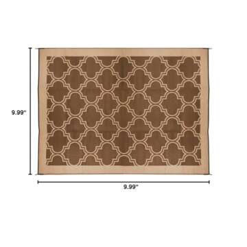 Camco Large Reversible Outdoor Patio Mat - Easy to Clean, Perfect for Picnics, Cookouts, Camping, and The Beach (9' x 12', Brown Lattice Design) (42857)