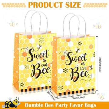 Containlol 16 Pcs Bee Party Favors Sweet As Can Bee Honey Gift bags Goodie Candy Bags with Handle fo...