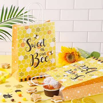 Containlol 16 Pcs Bee Party Favors Sweet As Can Bee Honey Gift bags Goodie Candy Bags with Handle for Birthday Party Supplies