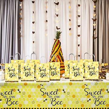 Containlol 16 Pcs Bee Party Favors Sweet As Can Bee Honey Gift bags Goodie Candy Bags with Handle for Birthday Party Supplies
