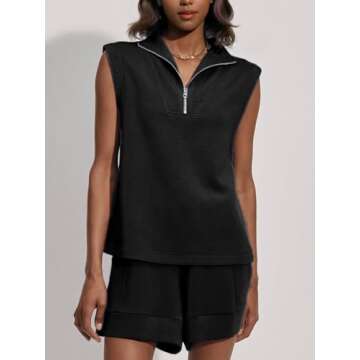 Glamaker Women's Two Piece Short Sets Summer Lounge Sweatsuits Air Essentials Sleeveless Outfits Travel Tracksuit