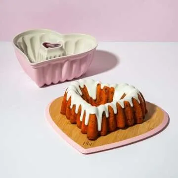 Paris Hilton Heart Shaped Fluted Cake Pan - Pink Nonstick Bakeware