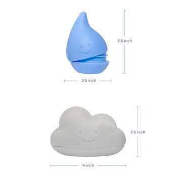 Ubbi Muted Color Cloud and Droplet Silicone Bath Squeeze Toys for Toddlers and Baby, Fun Bath Time T...