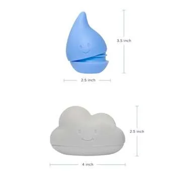 Ubbi Muted Color Cloud and Droplet Silicone Bath Squeeze Toys for Toddlers and Baby, Fun Bath Time T...