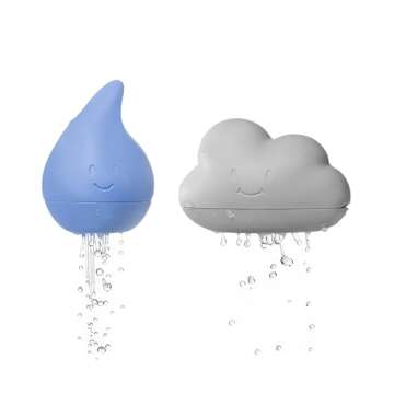 Ubbi Muted Color Cloud and Droplet Silicone Bath Squeeze Toys for Toddlers and Baby, Fun Bath Time Toys, Interactive Bath Toys, Baby Bath Accessory, Set of 2