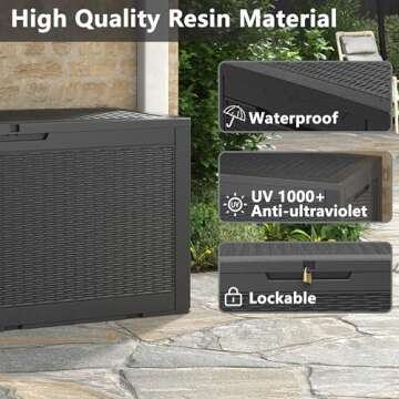 LHBGO 100 Gallon Outdoor Storage Box Waterproof and Stylish