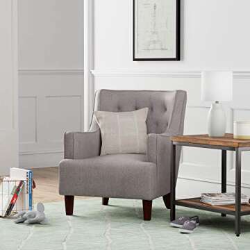 Amazon Brand – Stone & Beam Decatur Modern Tufted Wingback Living Room Accent Chair, 32.37"W, Gray