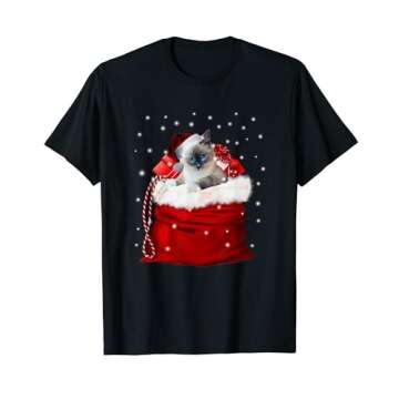 Funny Christmas Ragdoll Cat Santa Hat T-Shirt for Cat Lovers