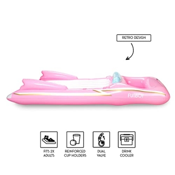 FUNBOY Retro Convertible Pink Pool Float for Summer Fun