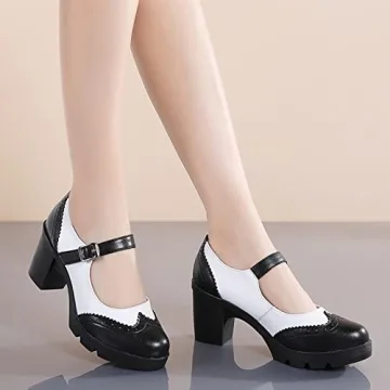DADAWEN Women's Chunky Low Block Heels Mary Jane Pumps