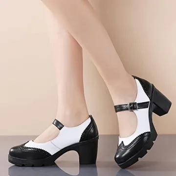 DADAWEN Women's Chunky Low Block Heels Mary Jane Pumps