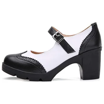 DADAWEN Women's Chunky Low Block Heels Mary Jane Pumps