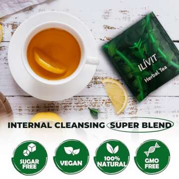 Ilivit Organic Colon Cleanser & Detox Tea | Colon Cleanse | Cleansing Tea For Bloating Relief | 30 Bags