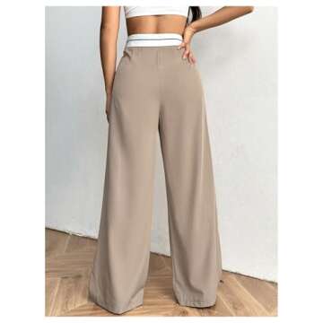 RoseSeek Women's Wide Leg Pants High Waist Business Trousers Loose Casual Straight Office Suit Pants...