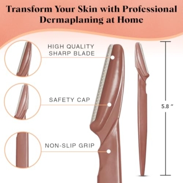 Kitsch Dermaplaning Tool - Face Razors for Women and Men, Eyebrow Trimmer & Face Shaver for Women, Facial Hair Removal for Women and Men, Dermaplane Razor for Women Face, 12 pc (Terracotta)