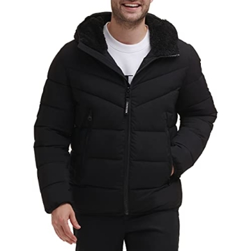 Calvin Klein Men's Winter Coat - Stylish Puffer Jacket with Sherpa Hood