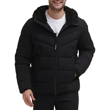 Calvin Klein Men's Winter Coat - Stylish Puffer Jacket with Sherpa Hood