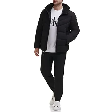 Calvin Klein Men's Puffer Jacket with Sherpa Hood