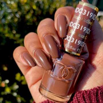 DND DC Gel Polish Set, Brown Collection, UV/LED Gel Polish and Air Dry Nail Lacquer, Matching Chip-Free Polish Duo, 319 Coffee Bean, 0.5 Fl Oz