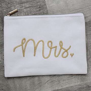 The Paisley Box Mrs Cosmetic Bag - Lined Mrs Makeup Bag, Mrs Zipper Pouch, Bride Makeup Bag, Lined H...