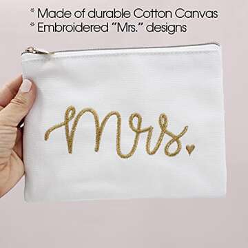 The Paisley Box Mrs Cosmetic Bag - Lined Mrs Makeup Bag, Mrs Zipper Pouch, Bride Makeup Bag, Lined Honeymoon Pouch, Wifey Gifts, Bride Cosmetic Case, Mrs. Swimsuit Bag, Bride Beach Bag