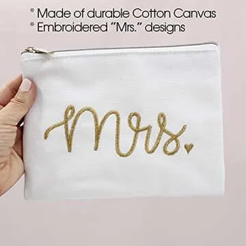 The Paisley Box Mrs Cosmetic Bag - Lined Mrs Makeup Bag, Mrs Zipper Pouch, Bride Makeup Bag, Lined Honeymoon Pouch, Wifey Gifts, Bride Cosmetic Case, Mrs. Swimsuit Bag, Bride Beach Bag