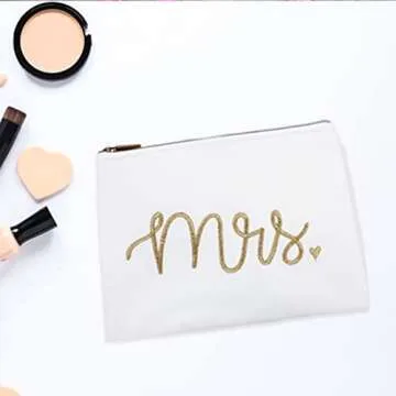 The Paisley Box Mrs Cosmetic Bag - Lined Mrs Makeup Bag, Mrs Zipper Pouch, Bride Makeup Bag, Lined Honeymoon Pouch, Wifey Gifts, Bride Cosmetic Case, Mrs. Swimsuit Bag, Bride Beach Bag