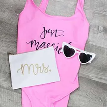 The Paisley Box Mrs Cosmetic Bag - Lined Mrs Makeup Bag, Mrs Zipper Pouch, Bride Makeup Bag, Lined Honeymoon Pouch, Wifey Gifts, Bride Cosmetic Case, Mrs. Swimsuit Bag, Bride Beach Bag